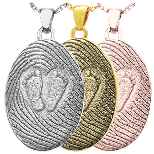 3D Babyfeet inside Heart   Mother's Fingerprint Pendant