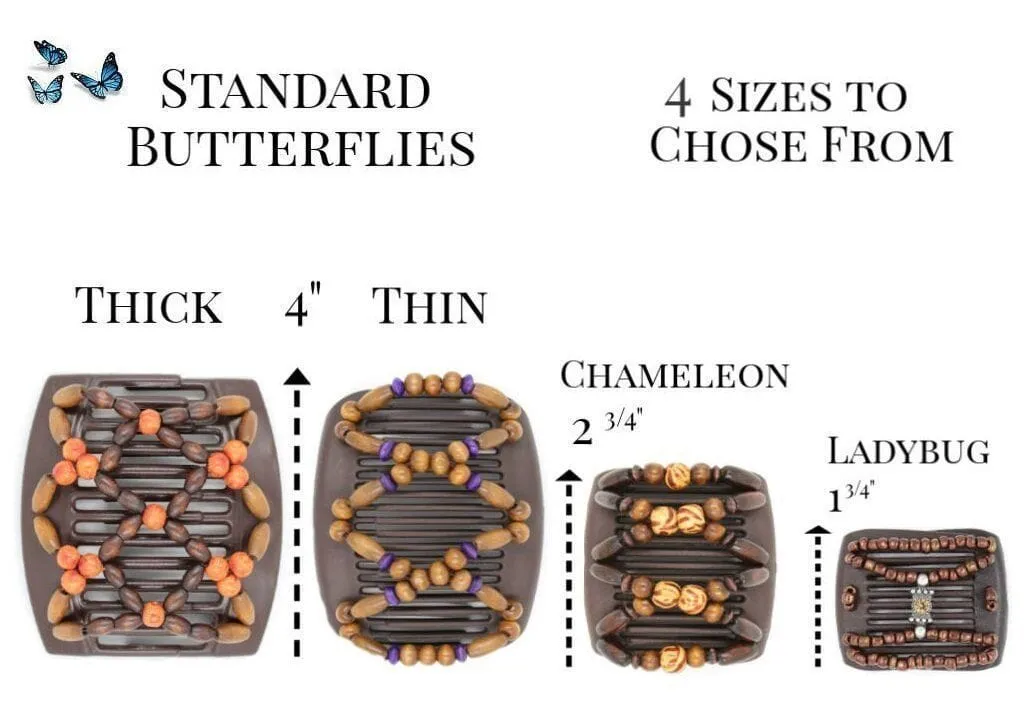 African Butterfly LadyBug Hair Comb - White Pearl 41
