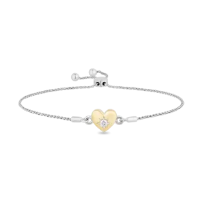 Hallmark Fine Jewelry Heart of Gold Bolo Bracelet in 14K Yellow Gold & Sterling Silver with Diamonds