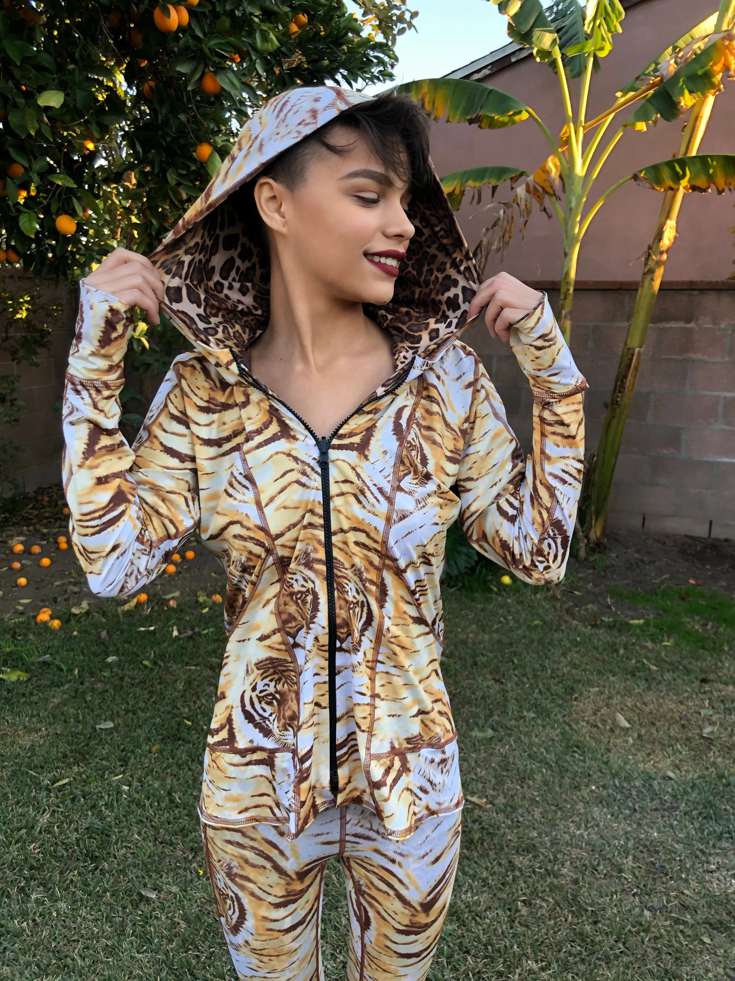 HOODIE BROWN TIGER/LEOPARD