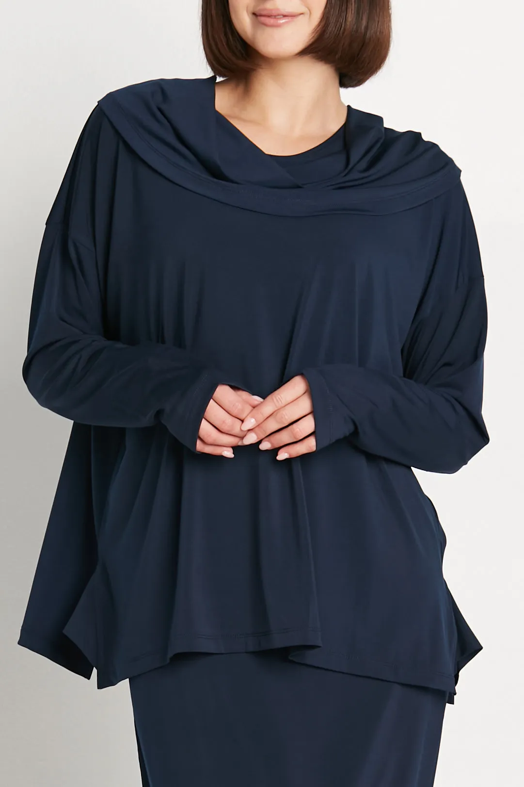 Matte Jersey Cowl Neck Top