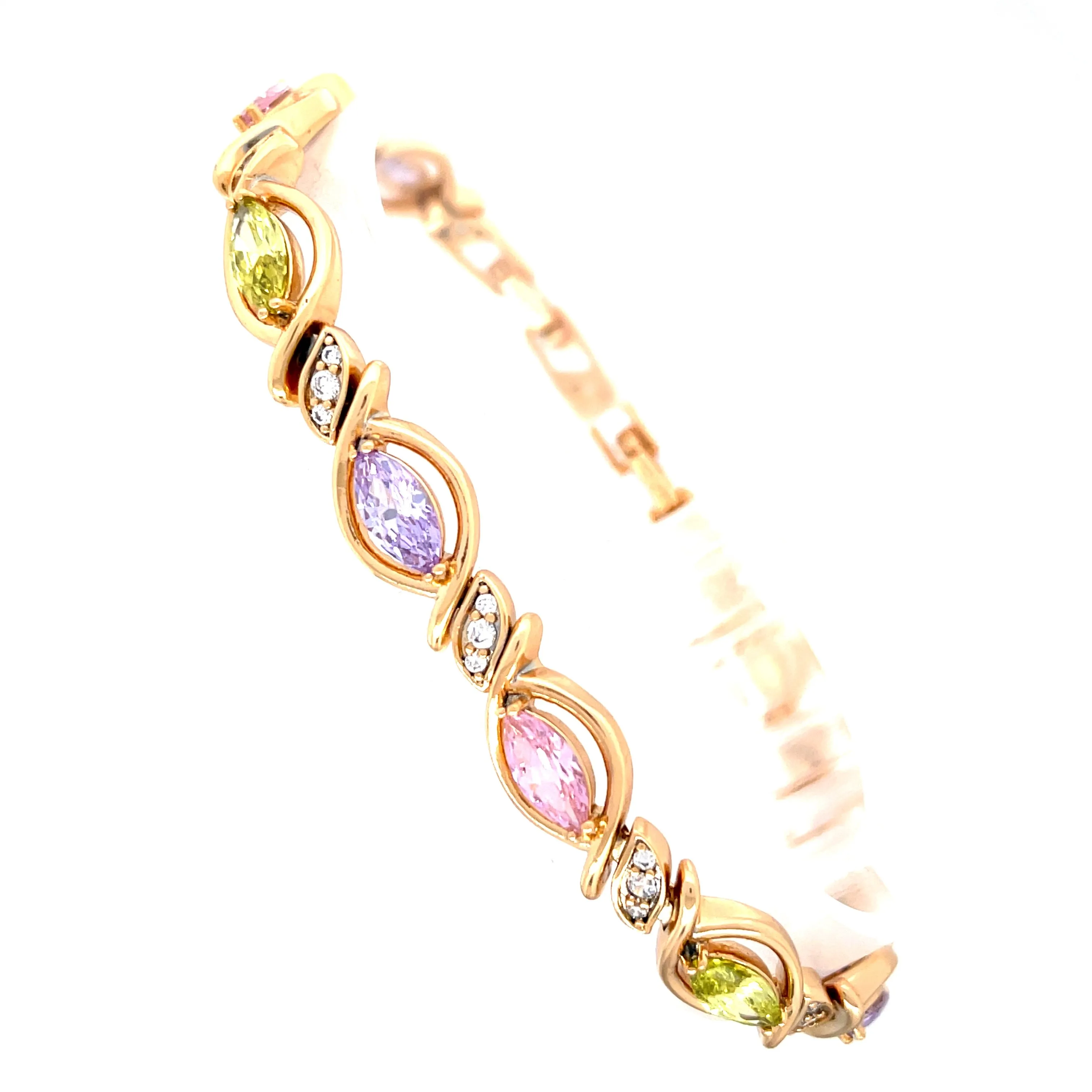 Multicolor Gemstones Zirconia Bracelet Rose gold filled