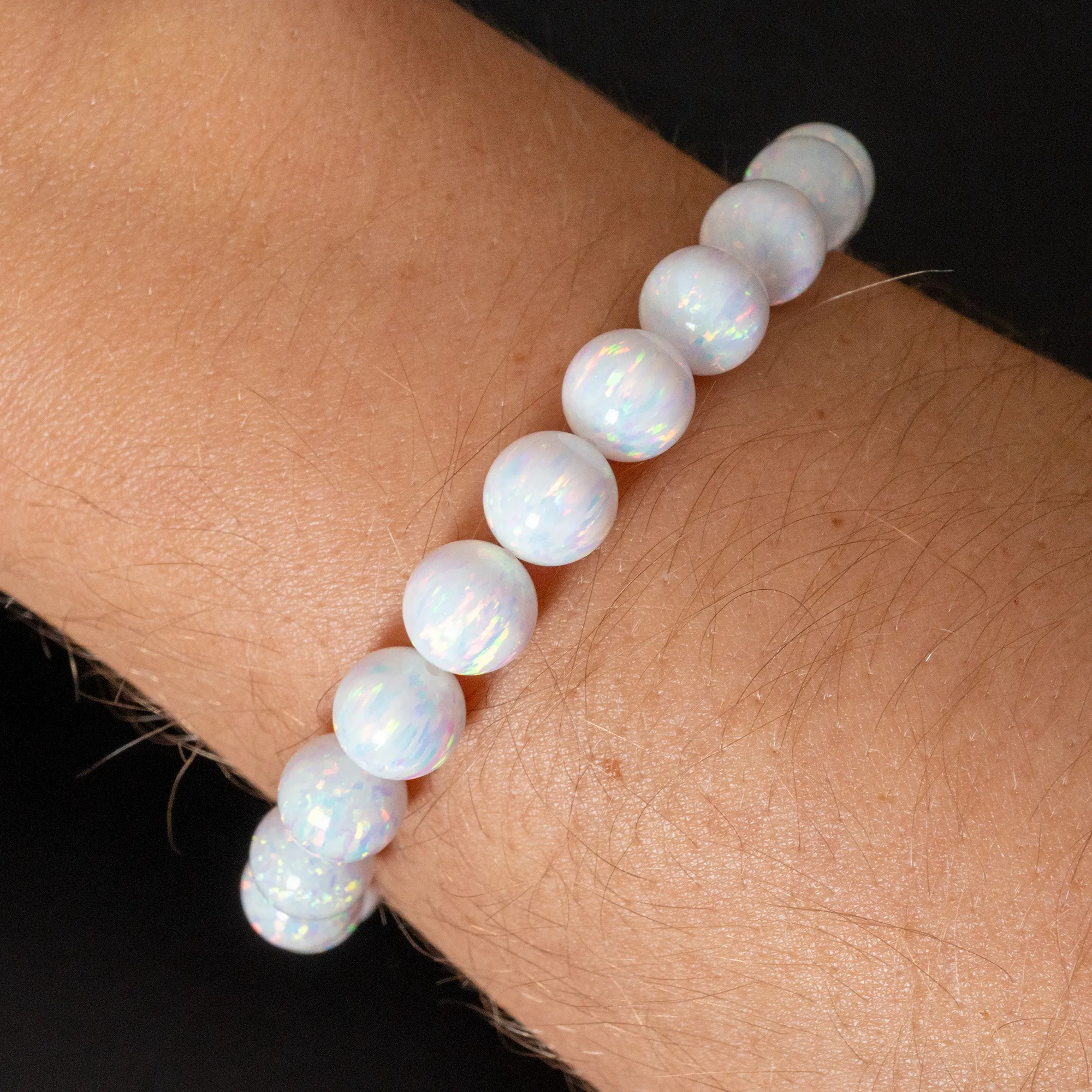 Pearl White Opal Beaded Bracelet