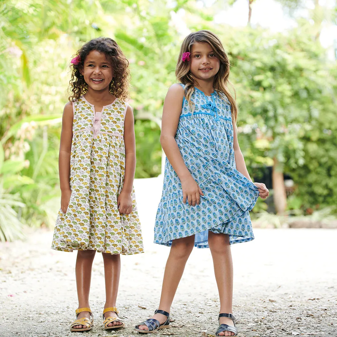 Pink Chicken Jade Dress - Sky Block Floral Print