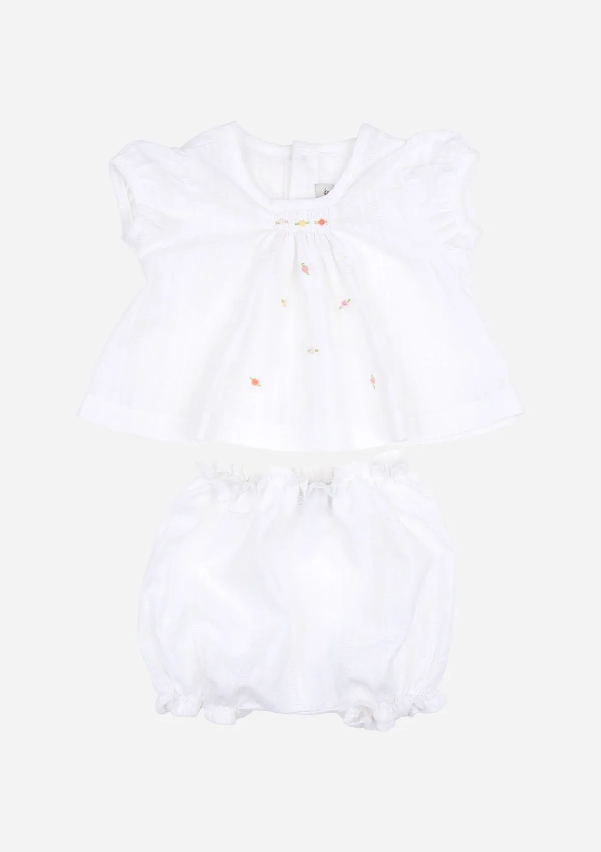 Scattered Roses Top & Bloomer, White