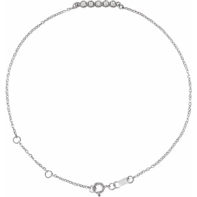 Sterling Silver.07 CTW Natural Diamond Bar 6 1/2-7 1/2" Bracelet