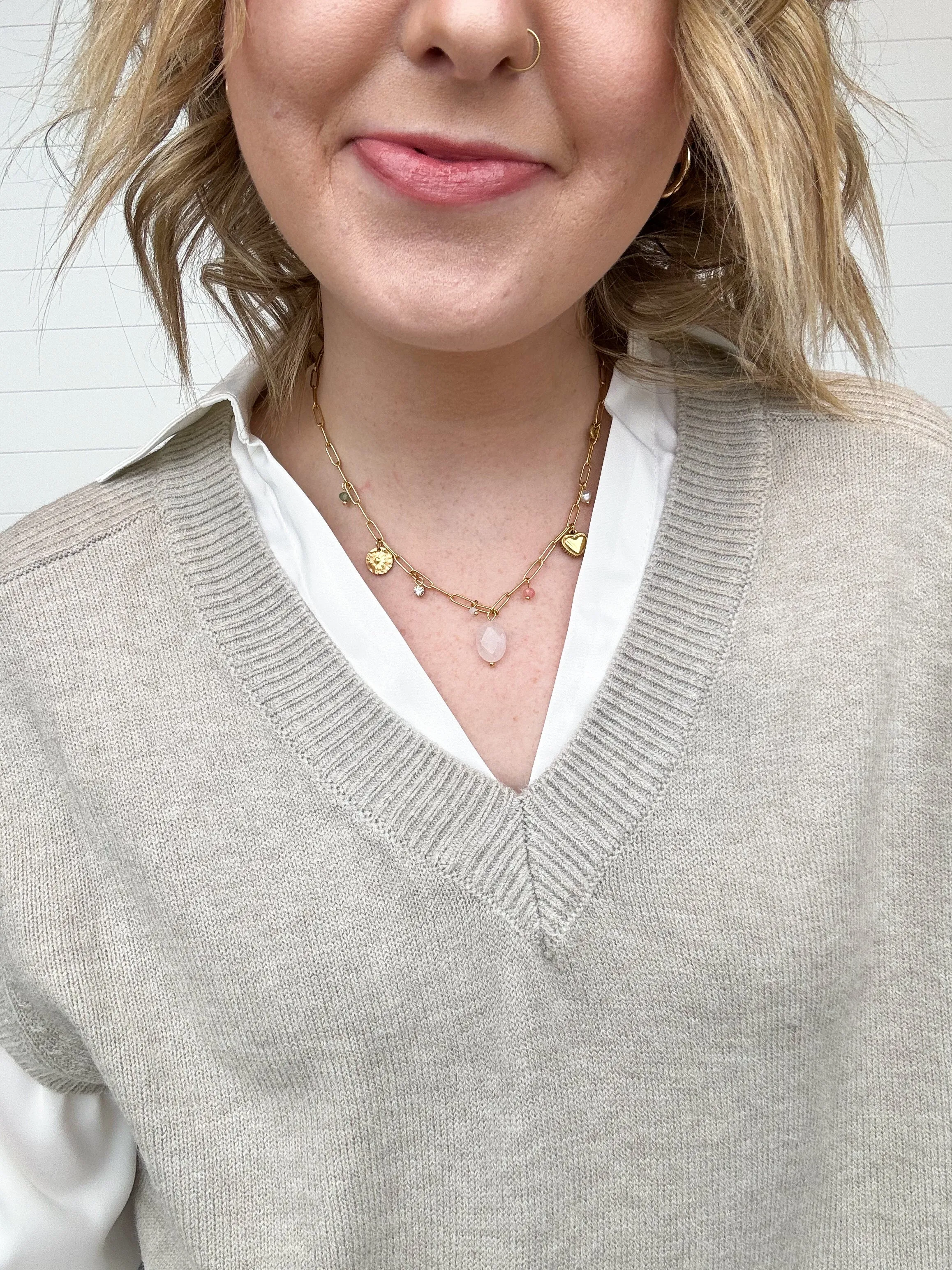 The Jaden Heart   Pearl Charm Necklace